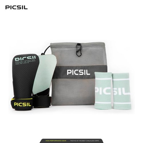 PICSIL Hawk Grips+ Wristbands + Bag, Use Without Magnesium, Grip on All Supercies and Bars, Designed for All Athletes, Crosstraining Gloves (Moonless, G+)