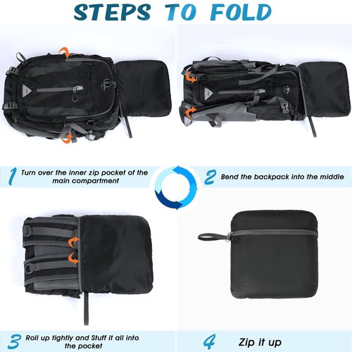 RAINSMORE Hiking Backpack 40L Lightweight Backpack Packable Backpack Water Resistant Hiking Daypacks Hiking Bag Men Women for Camping Climbing Travel Sport