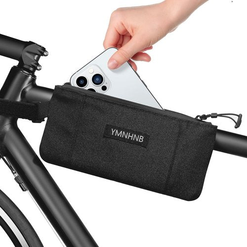 YMNHNB Bike Frame Bag – Water-Resistant Top Tube Bike Bag, Minimalist Bicycle Storage Pouch for Smartphone & Cards, Fits Road & Mountain Bikes