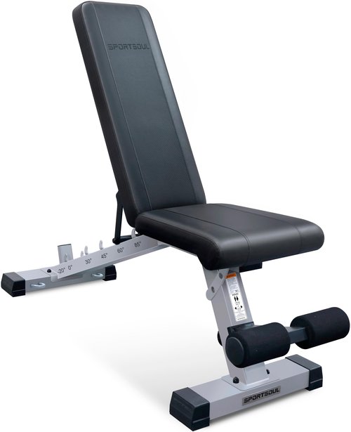 SPORTSOUL Adjustable Weight Bench Heavy Duty Fitness Bench For Weight Training, Home Gym Bench, Weightlifting and Strength Training, Upgraded Breathable Leathaire Bench Material, Black
