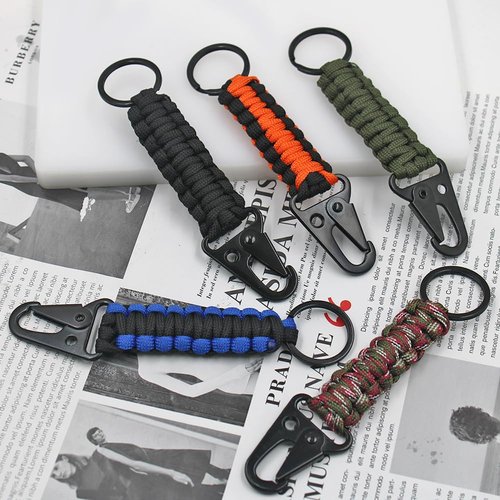 SENHAI 5 Pcs Paracord Keychains, Carabiner Keychains Braided Keychain Lanyard with Clip for Hanging Keys or Flashlight, for Outdoor Camping Fishing Backpack Fit Men Women