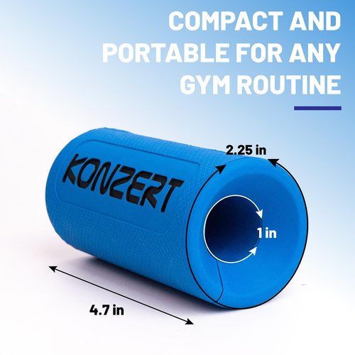 Konzert Grip Strength Trainer - Dumbbell & Bar Grips for Lifting, Forearm Training, Pull Up Handles, Weightlifting Workout Equipment, Thick Rubber Grips, Barbell Attachments, Gym Workout Gripper