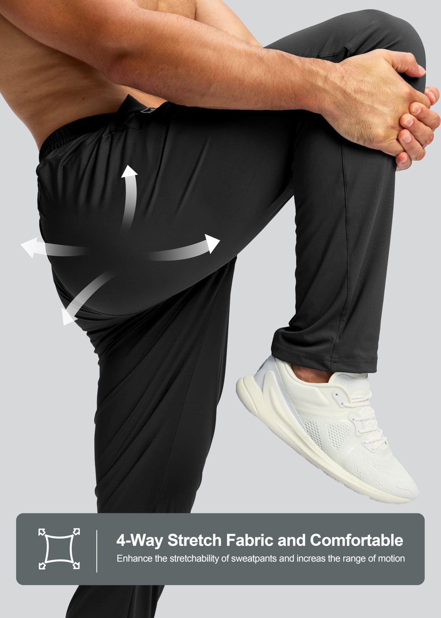 G Gradual Men's Sweatpants with Zipper Pocket Workout Athletic Track Pants Stretch Tapered Joggers for Gym Running Jogging(Black,XL)