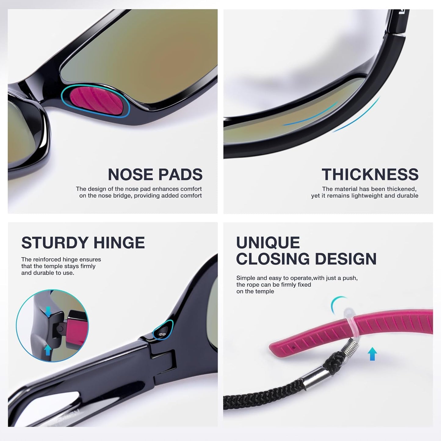 RIVBOS Polarized Sports Sunglasses Driving Sun Glasses Shades for Men Women Tr90 Frame for Cycling Fishing Running RB831