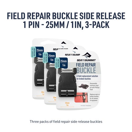 Sea to Summit Field Repair Buckle - Side Release, 1 Pin, 3-pack, 25mm / 1in