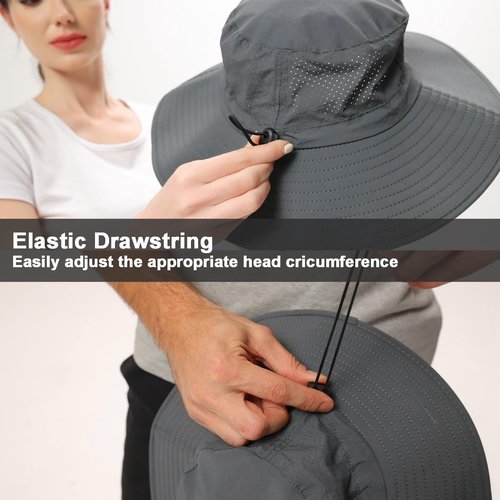 Rosoz Sun Hat for Men Women Cooling Boonie Hats Breathable Wide Brim Fishing Bucket Hat Beach Hat Safari Hiking Garden Summer UV Protection Dark Grey