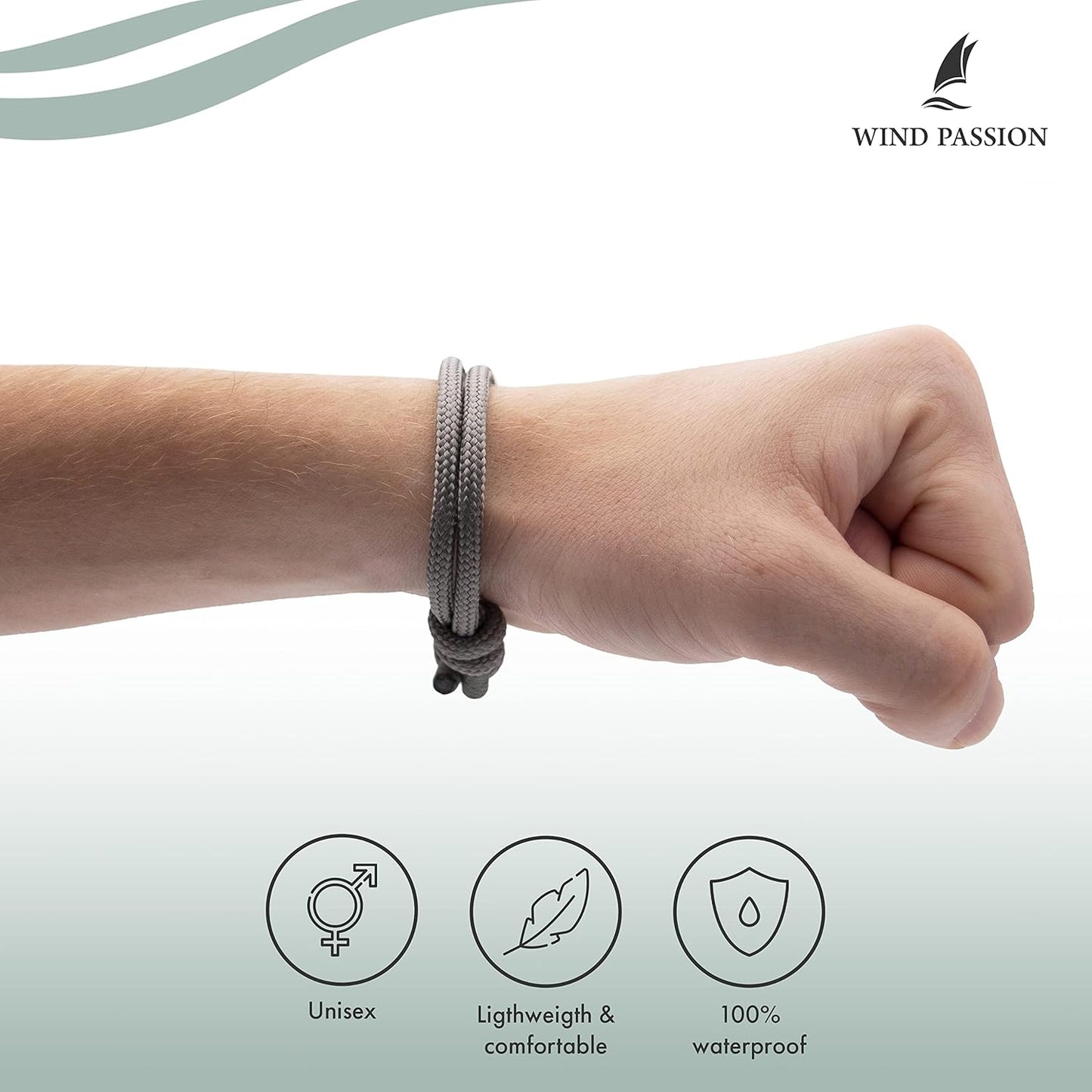 Wind Passion - Rope Bracelet for Men & Women - Adjustable Sailors Knot Paracord Bracelet - Waterproof & Sturdy