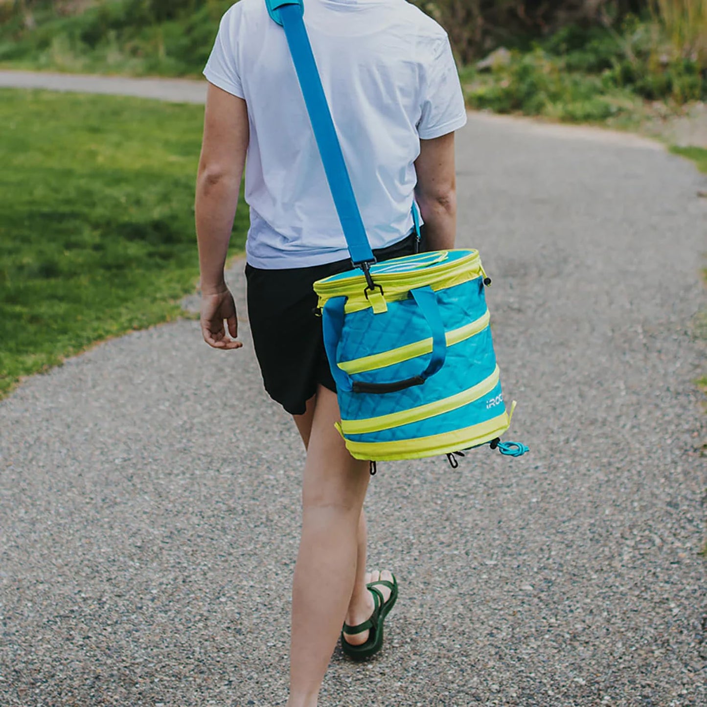 iROCKER Collapsible Pop-Up Cooler: Portable, Lightweight, Insulated Cooler for Paddleboards, Beach, Camping & Outdoor Adventures - Steel Blue
