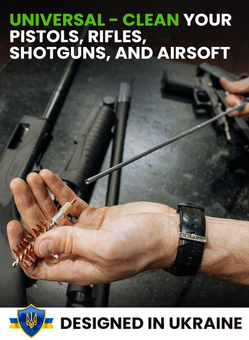 Universal Gun Cleaning Kit for All Guns - Portable Gun Cleaning Kits for Handguns and Rifles, Shotgun, Airsoft - Incl. Stainless Steel Rods, Brass Jags, Gun Cleaning Patches, Cleaning Swabs