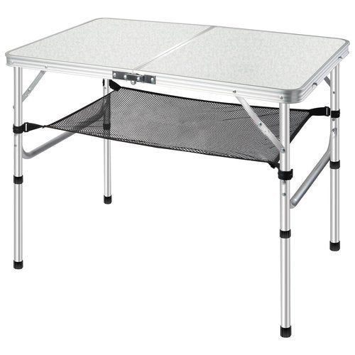 MYCOQU Folding Camping Table 3FT, 2 Heights Adjustable Portable Camping Table, 36" L x 24" W x 28" H Aluminum Picnic Table with Mesh Layer, for Outdoor Indoor Balcony Camp Picnic Beach BBQ (Medium)