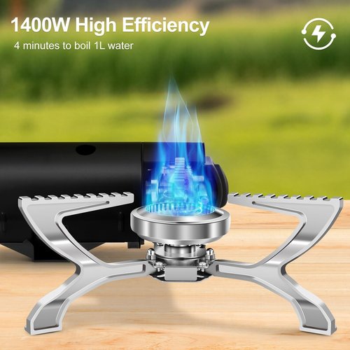 Odoland Portable Camping Stove Butane 1400W Gas Stove Collapsible Backpacking Stove for Indoor Outdoor Cooking Hiking and Picnic