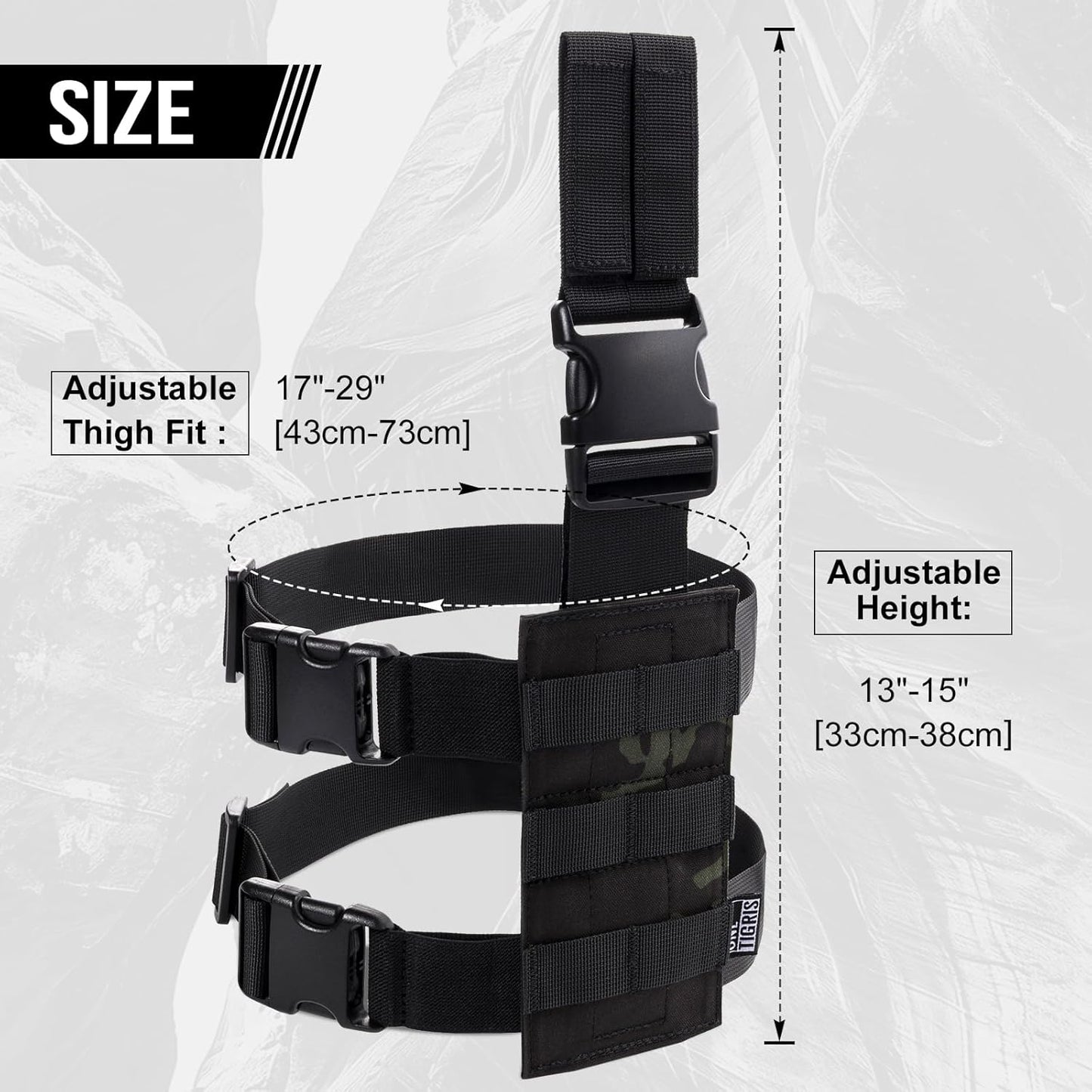 OneTigris Mini Molle Panel for Tools, Drop Leg Platform Minimalist Adjustable Thigh Rig for Flashlight Green