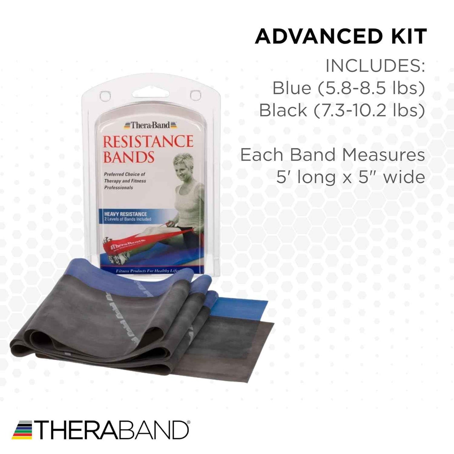 THERABAND Resistance Bands Set - Non-Latex Elastic Exercise Bands for Strength Training & Physical Therapy - Beginner Kit with Yellow, Red, Green