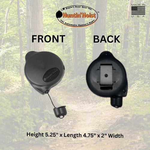 Doyle’s Deer Gear Huntin Hoist | Retractable Bow Hoist for Deer Hunting | Ascending Accessory for Saddle hunting, Elevated Tree Stands, and Deer Blinds | 30 Feet of Nylon Strap