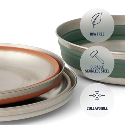 Sea to Summit Detour Stainless Steel Collapsible Bowl, Large (31 fl oz), Laurel Wreath Green