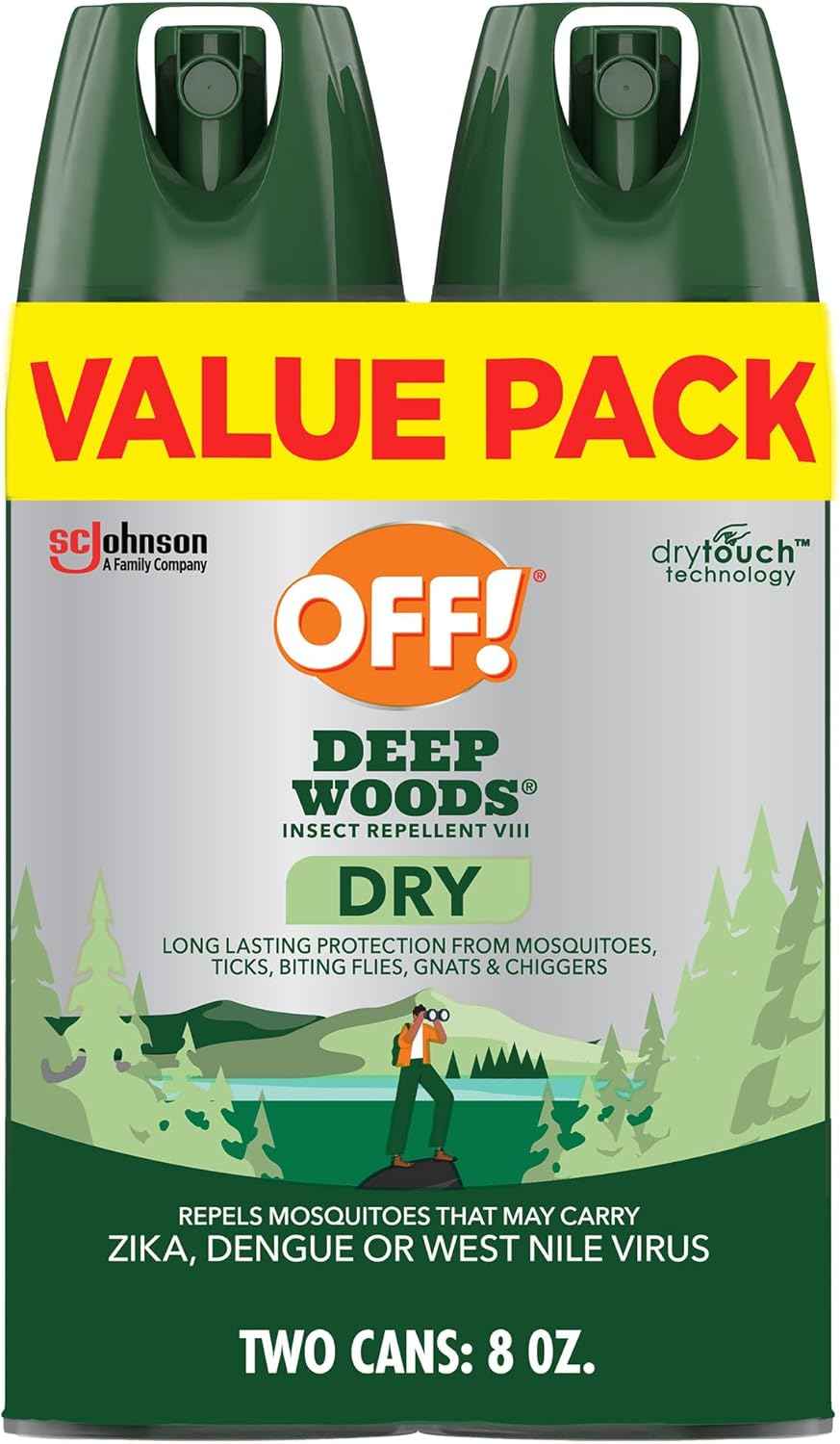OFF! Deep Woods Mosquito & Tick Repellent Spray - 4 Oz, Non-Greasy, 2 Pack