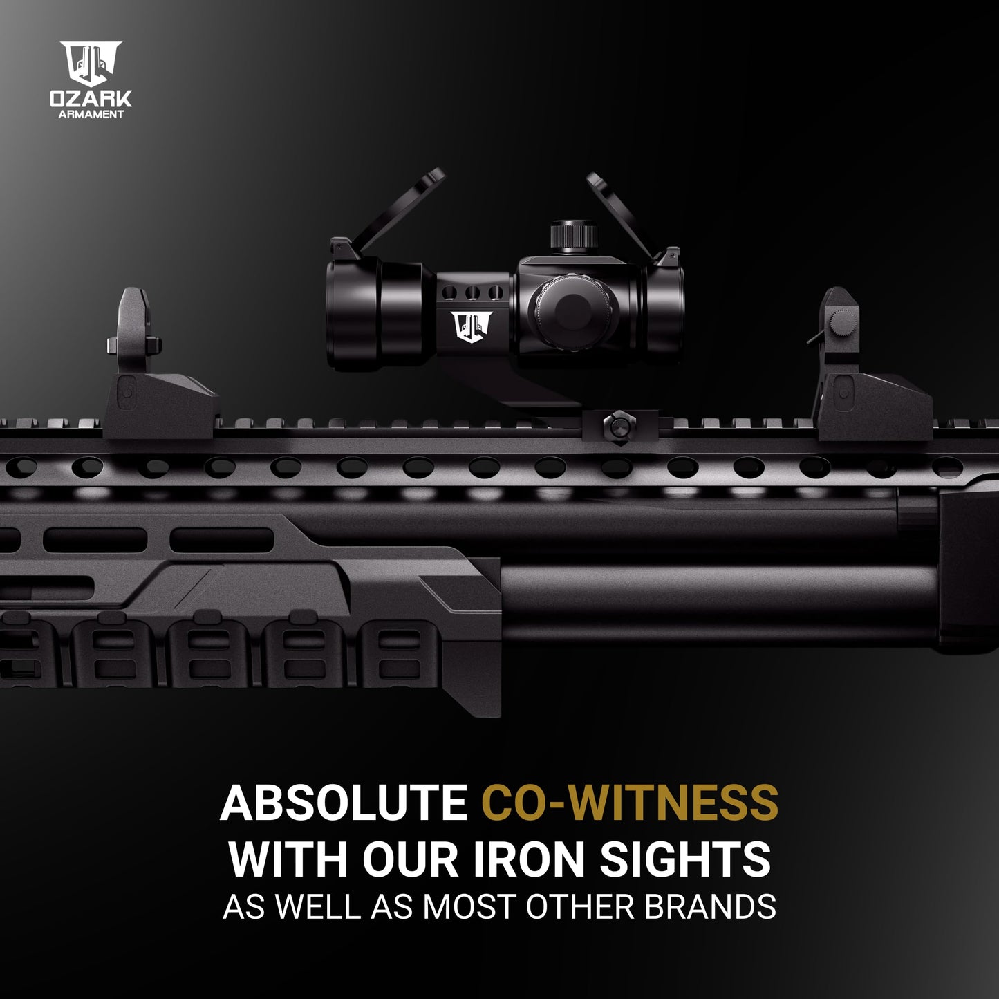 OZARK ARMAMENT Fiber Optic Flip Up Iron Sights - Flip Up Sights Rail Mounted Battle Sights - Front and Rear Sight Set