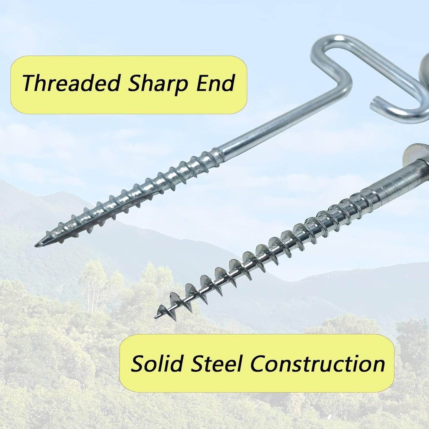 4Pcs Heavy Duty Tent Stakes, 18cm Ground Anchors, Threaded Peg for High Winds, Ice Fishing Shelter Nails, Metal Stake for Outdoor Summer Camping Activities, Durable Tent Fixer Spikes