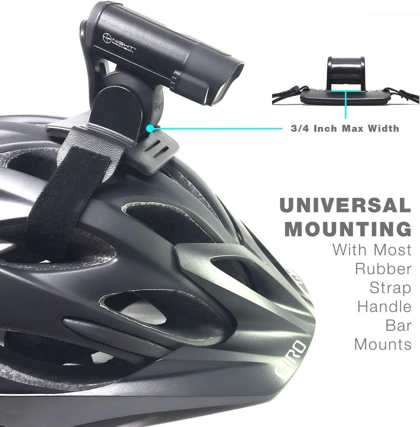 Night Provision Bike Light Helmet Mount for Cree Powered LED Bicycle Lights. Gemini, Magicshine, Stupidbright SB1, SB1600, SB2600, SB3000, Night Provision BX-300
