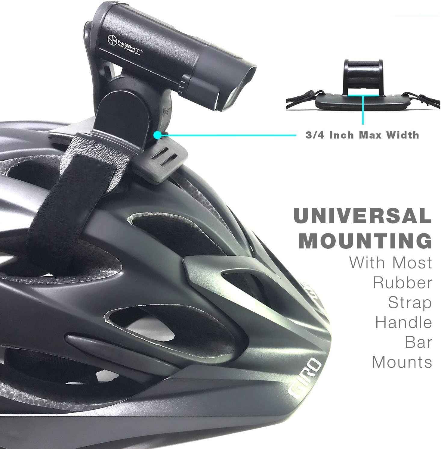 Night Provision Bike Light Helmet Mount for Cree LED Lights - Compatible with Gemini, Magicshine, SB1, SB1600, BX-300