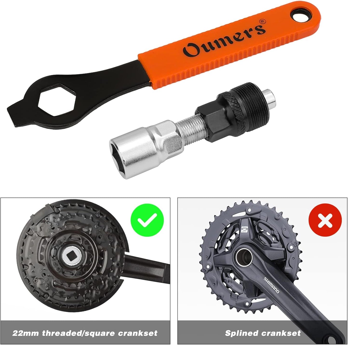 Oumers Bike Crank Extractor/Arm Remover and Bottom Bracket Remover with 16mm Spanner/Wrench. Professional Bicycle Repair Tool Kit
