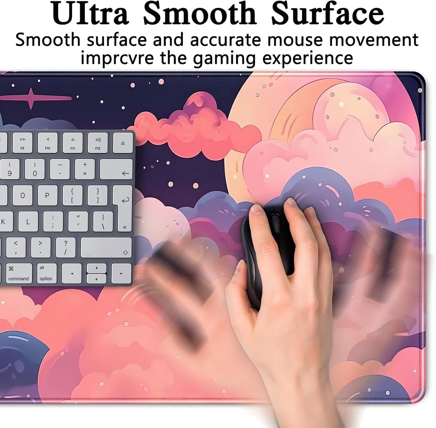 Japanese Desk Mat Riverside Full Moon Desk Pad Black Red Large Mouse Pad Gaming Mousepad Extended XXL Keyboard Pad 31.5 x 15.7 in Laptop Computer Mouse Keyboard Mat for Office Desk Decor