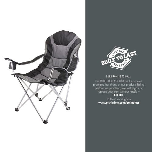 PICNIC TIME NHL Seattle Kraken Reclining Camp Chair, Beach Chair for Adults, Sports Chair with Carry Bag, (Black with Gray Accents)