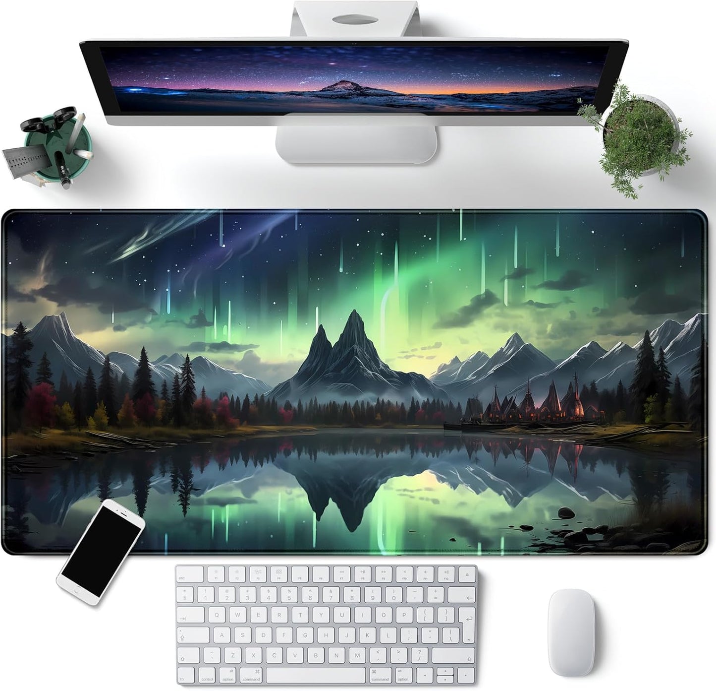 Japanese Desk Mat Riverside Full Moon Desk Pad Black Red Large Mouse Pad Gaming Mousepad Extended XXL Keyboard Pad 31.5 x 15.7 in Laptop Computer Mouse Keyboard Mat for Office Desk Decor