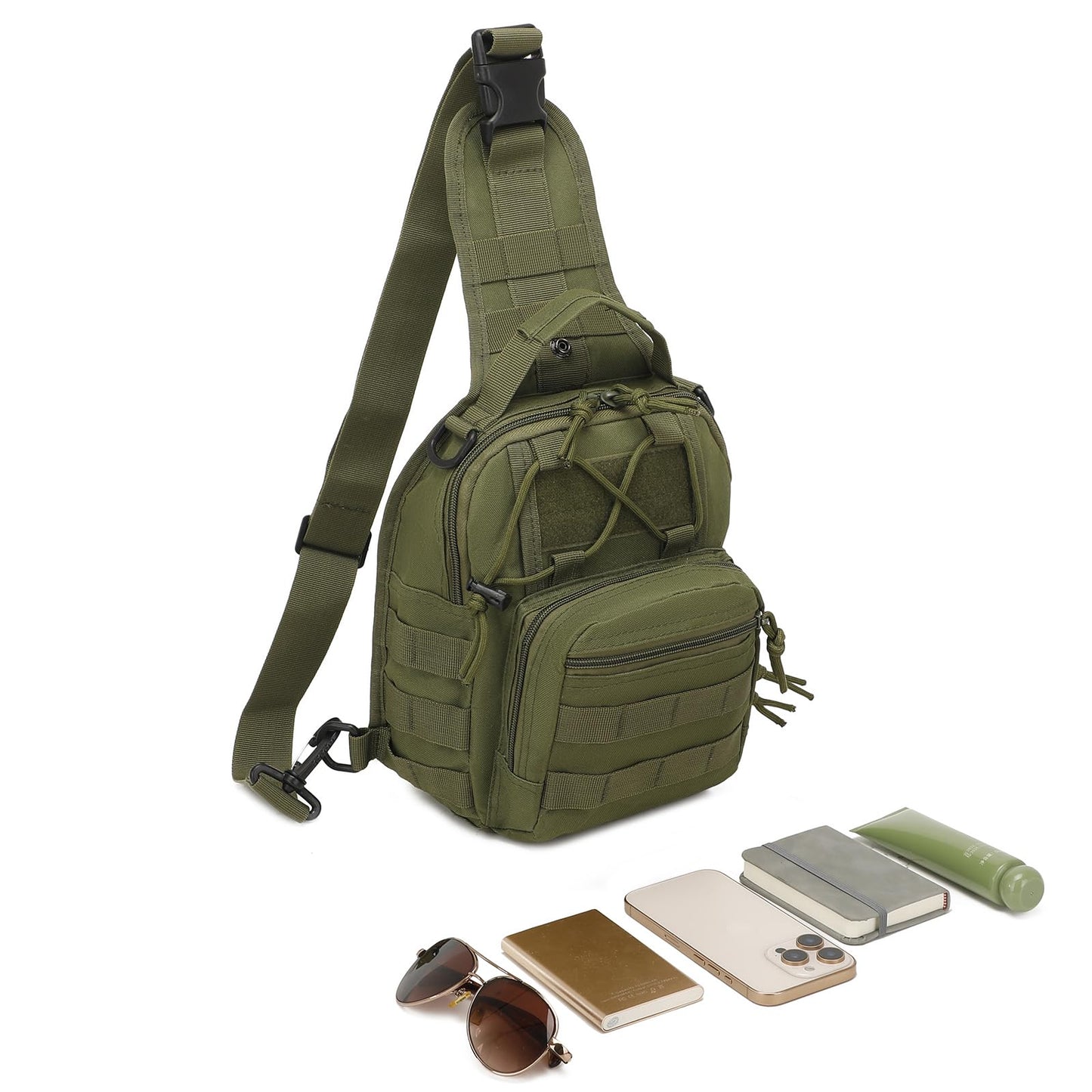 ABCAMO Tactical Sling Bag for Men, Small Crossbody Bag Chest Holster, EDC Shoulder Bag, Green