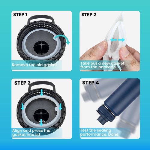 BOSORIO 4 Pack Gaskets Compatible with TAKEYA Actives 18oz 22oz 24oz 32oz 40oz Water Bottle with Spout Lid, Replacement O Ring Rubber Seals Part(Not for TAKEYA Originals)