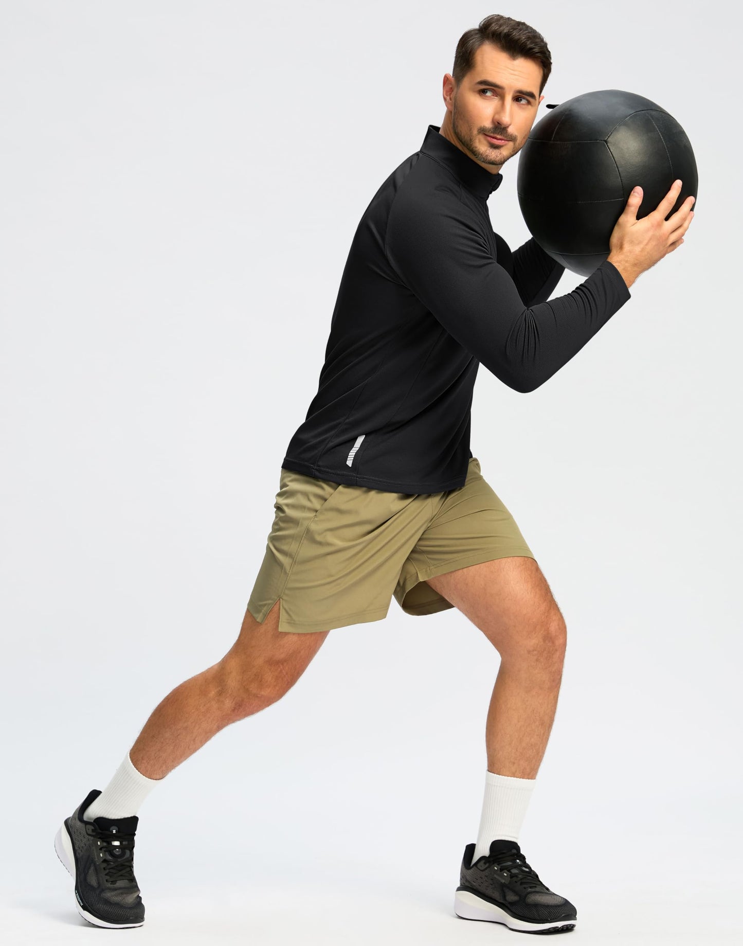 G Gradual Men's Running Shirts Long Sleeve Athletic Shirt Lightweight Quick Dry Quarter Zip Pullover for Men Workout Gym Golf(Black,L)