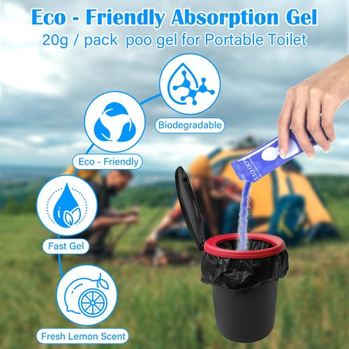 POO GEL Portable Toilet Gel, for Portable Toilet, Eco Absorbent Gel Camping Toilet Powder for Potty Bags, Portable Toilet Absorbent Gel Powder for Camping Hiking (20g / 10pcs)