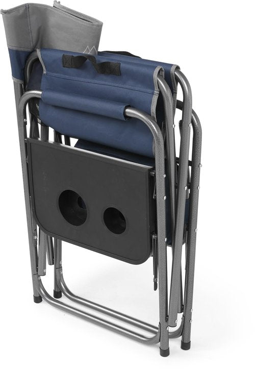 MOUNTAIN SUMMIT GEAR Foldable Cooler Chair with Attached Side Table for Camping/Hiking/Backpacking by Caddis Sports (Navy)