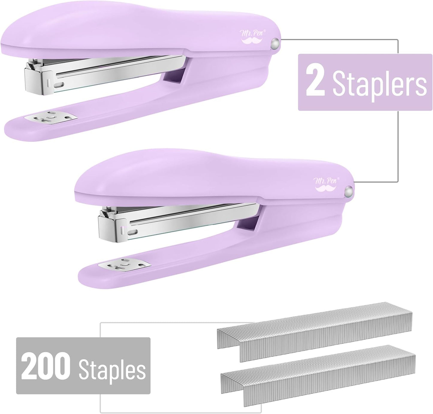 Mr. Pen- Staplers with 200 Staples, 20 Sheet Capacity, Pack of 2, Staplers for Desk, Office Stapler, Desk Stapler, Stapler with Staples, Black Stapler, Paper Stapler, Stapler and Staples