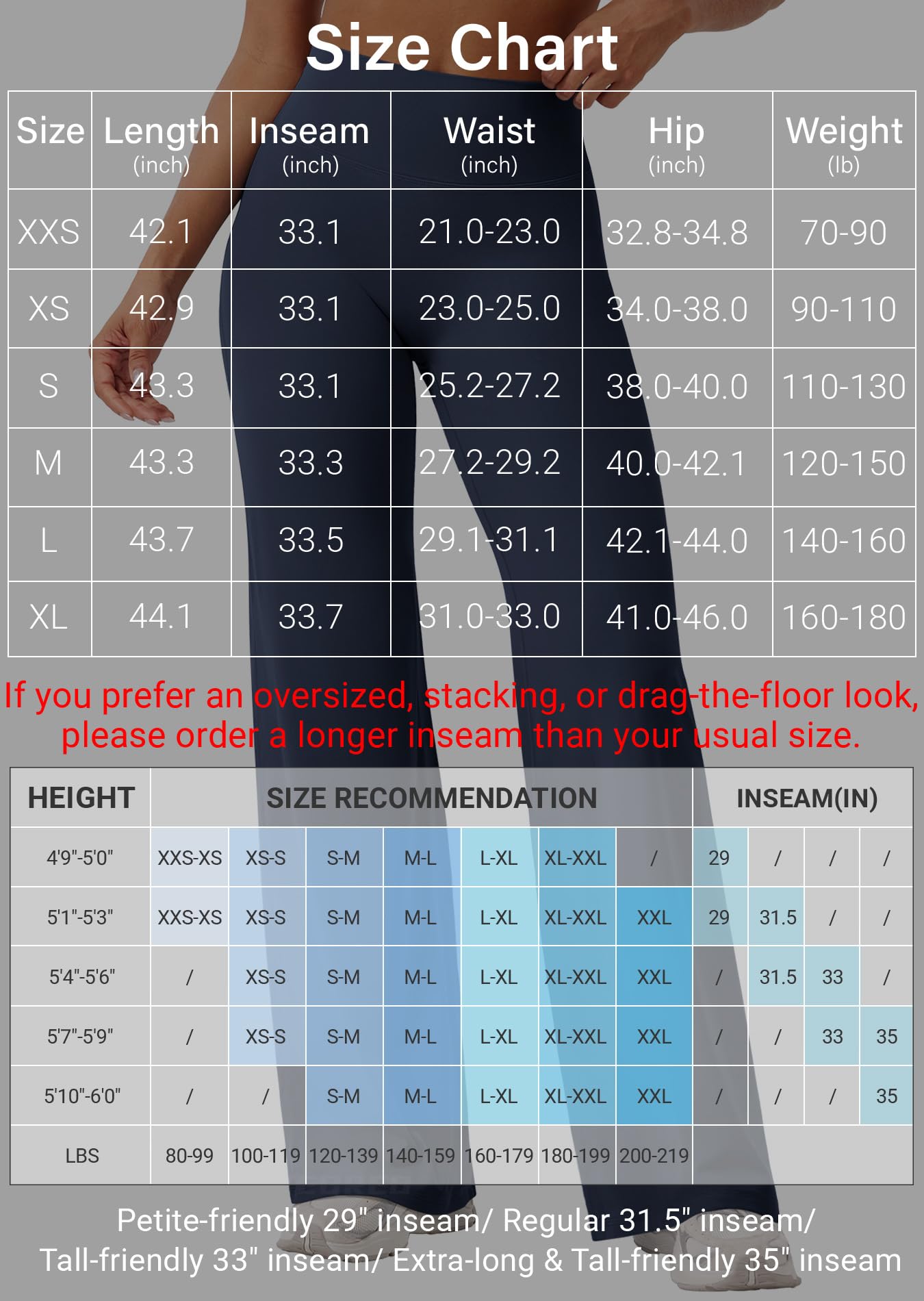 YEOREO Workout Leggings Womens No Front Seam Straight Leggings 33" High Waist Buttery Eddiy Gym Yoga Pants Navy Blue S