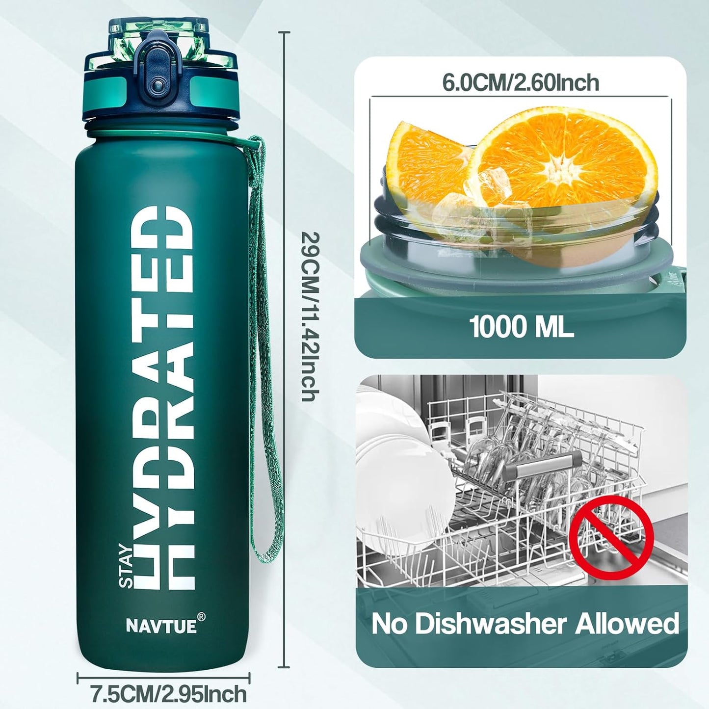 32oz Motivational Sports Water Bottle | BPA-Free Tritan | Leakproof & Portable