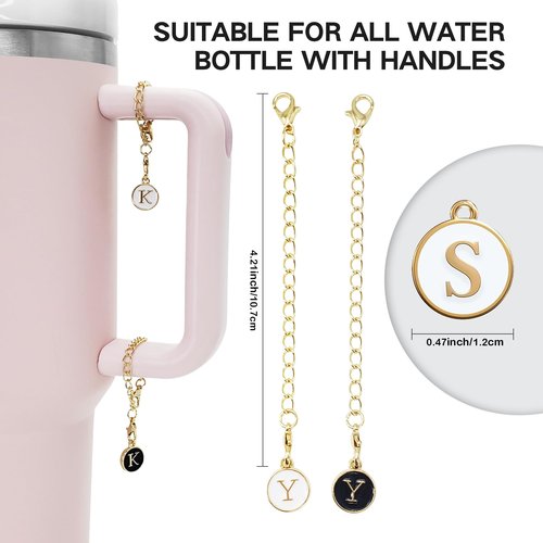 bocowia 2pcs Straw Cover for Stanley Cup,Silicone Straw Covers Cap for Stanley Cup 40 oz,Straw Topper with 30 oz Tumbler,2pcs Initial Letter Charms Accessories for Stanley Tumblers and Water Bottles