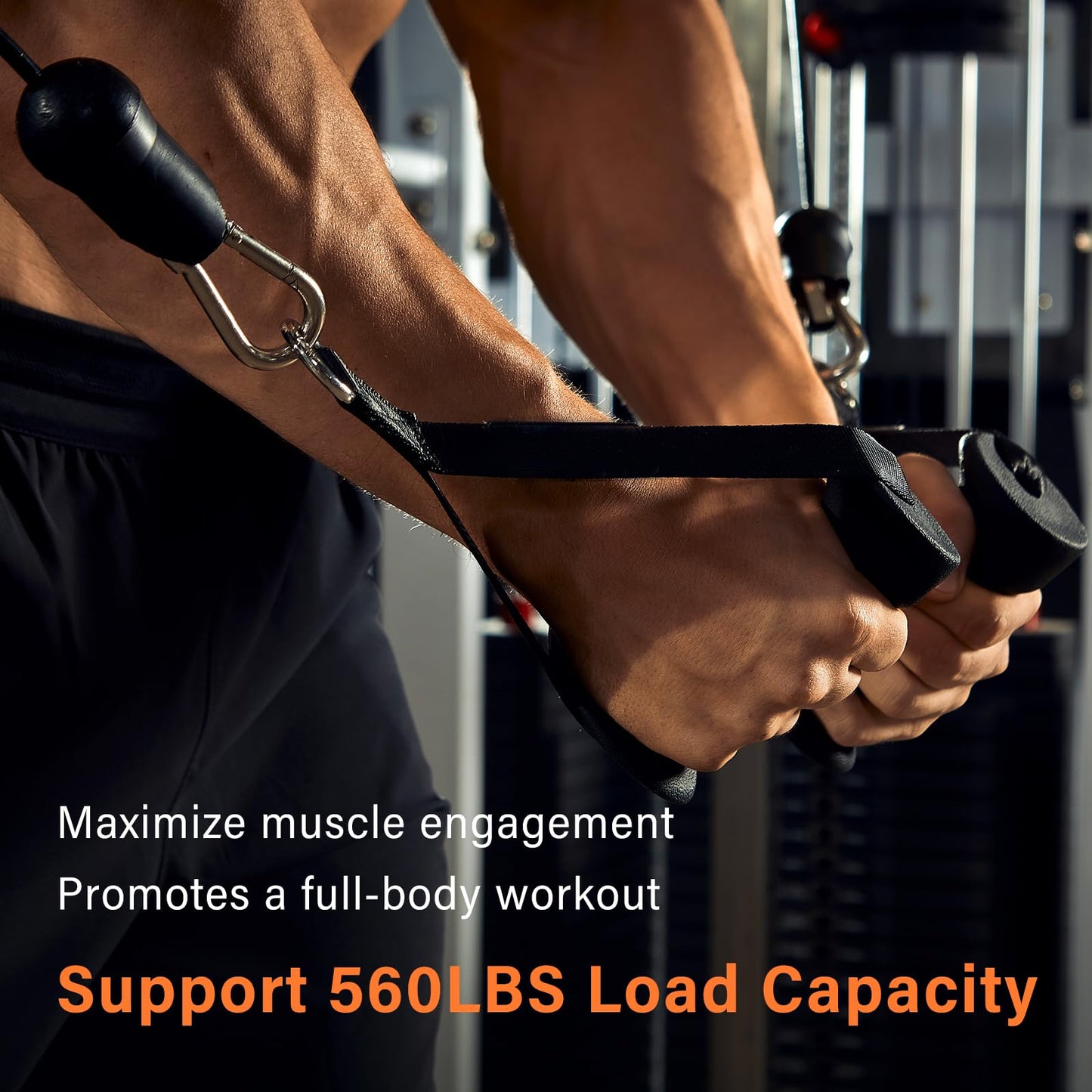 5-Way Hand-Grip/Ankle Cuffs Gym Handles Replacement for Bowflex Gym Fitness Handle,Resistance Bands Handles with Solid ABS Core Grips Fitness Strap Stirrup Handle Cable Attachment Silicon Grip, Black