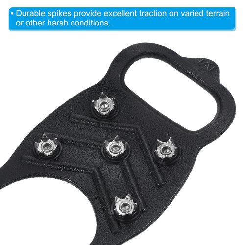 PATIKIL 9.4" Ice Cleats, 2 Pairs Snow Traction Cleat Anti Slip 8-Studs Silicone Crampons Gripper Spikes Claw for Shoes and Boots, Black