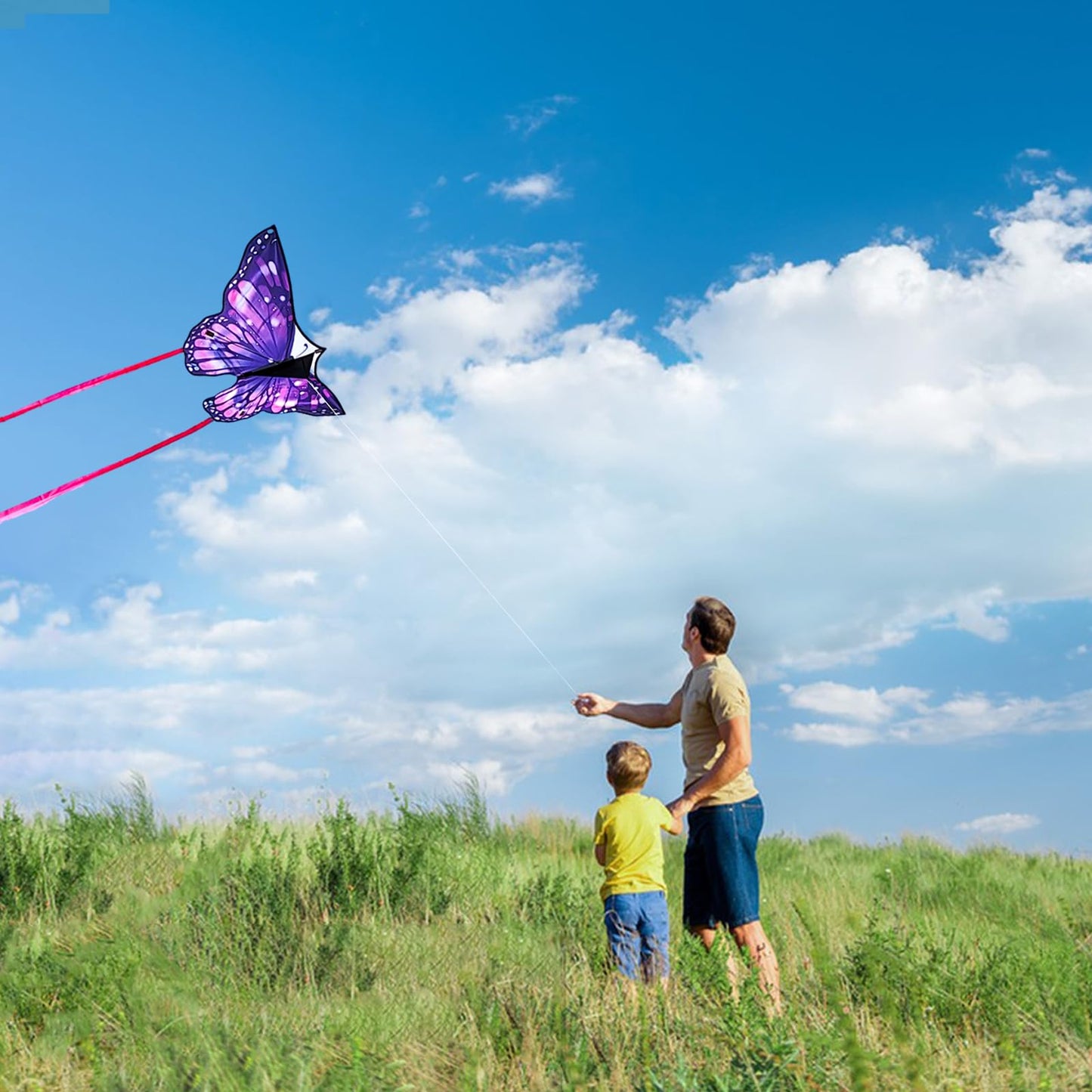 Flying Hoofer Large Butterfly Kite for Adults and Kids Ages 4-8 & 8-12 Easy to Fly, 55''X28'' Single Line Kite for Outdoor, Park or Beach.(Purple)