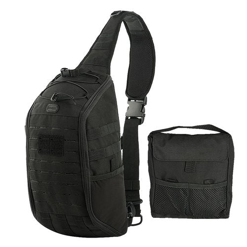 M-Tac 10L Tactical Sling Backpack - Crossbody Medical Sling EMS Bag EDC with Loop Panel for Concealed Carry - Travel, Fishing, Hiking Backpack (Black)