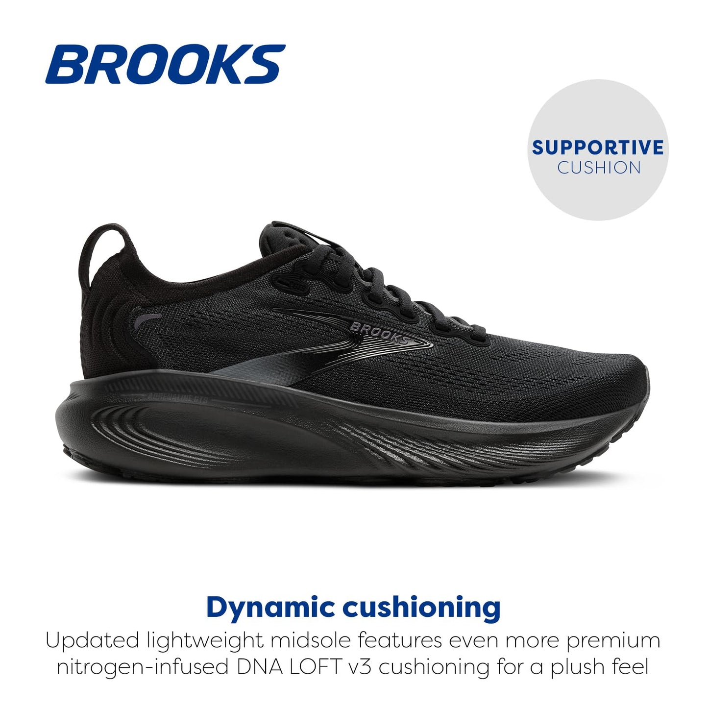 Brooks Women’s Adrenaline GTS 25 Supportive Running & Walking Shoe - Black/Black/Ebony - 10.5 Narrow