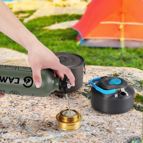 CAMPEAK Fuel Bottle 1L for Camping Outdoor with Safety Valve