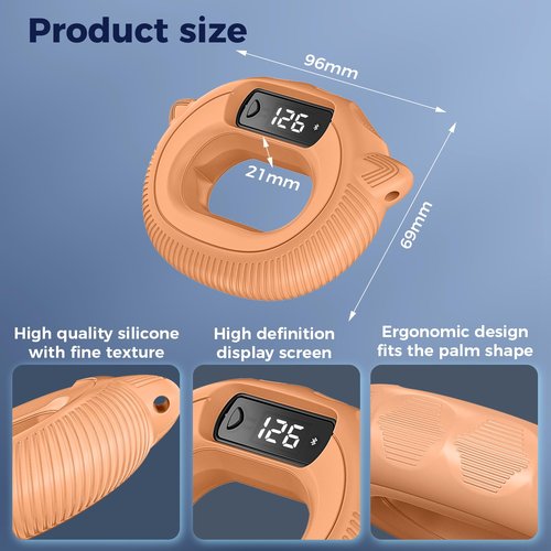 Smart Hand Grip Strengthener for Exercise and Fun, Gorifei Grip Strengthener with Comfortable and Soft Silicone Material, Suitable for Grip Strength Training, 5 Games Available and Control Shorts Browsing&Photos Taking on Phone (Orange)