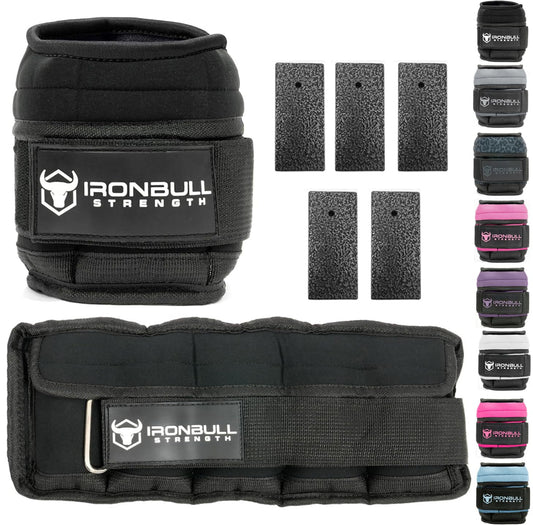 Adjustable Ankle Weights (Pair) - Weighted Ankle Weight for Walking, Gym and Exercise - 2, 4, 6, 8, 10 LB Leg Weight with Straps for Women and Men (Black)