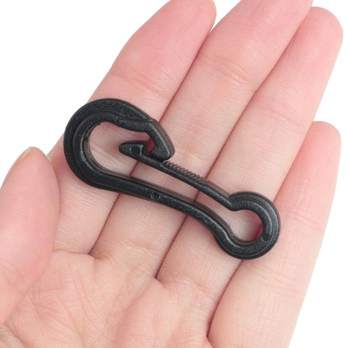 LUORNG 16PCS Outdoor Rucksack Anti-Lost Plastic Hooks and Buckles - Length 47mm/1.85in Luggage Accessories Wingless Snap Hooks for Parachute Ropes Camping Nautical Accessories - Black