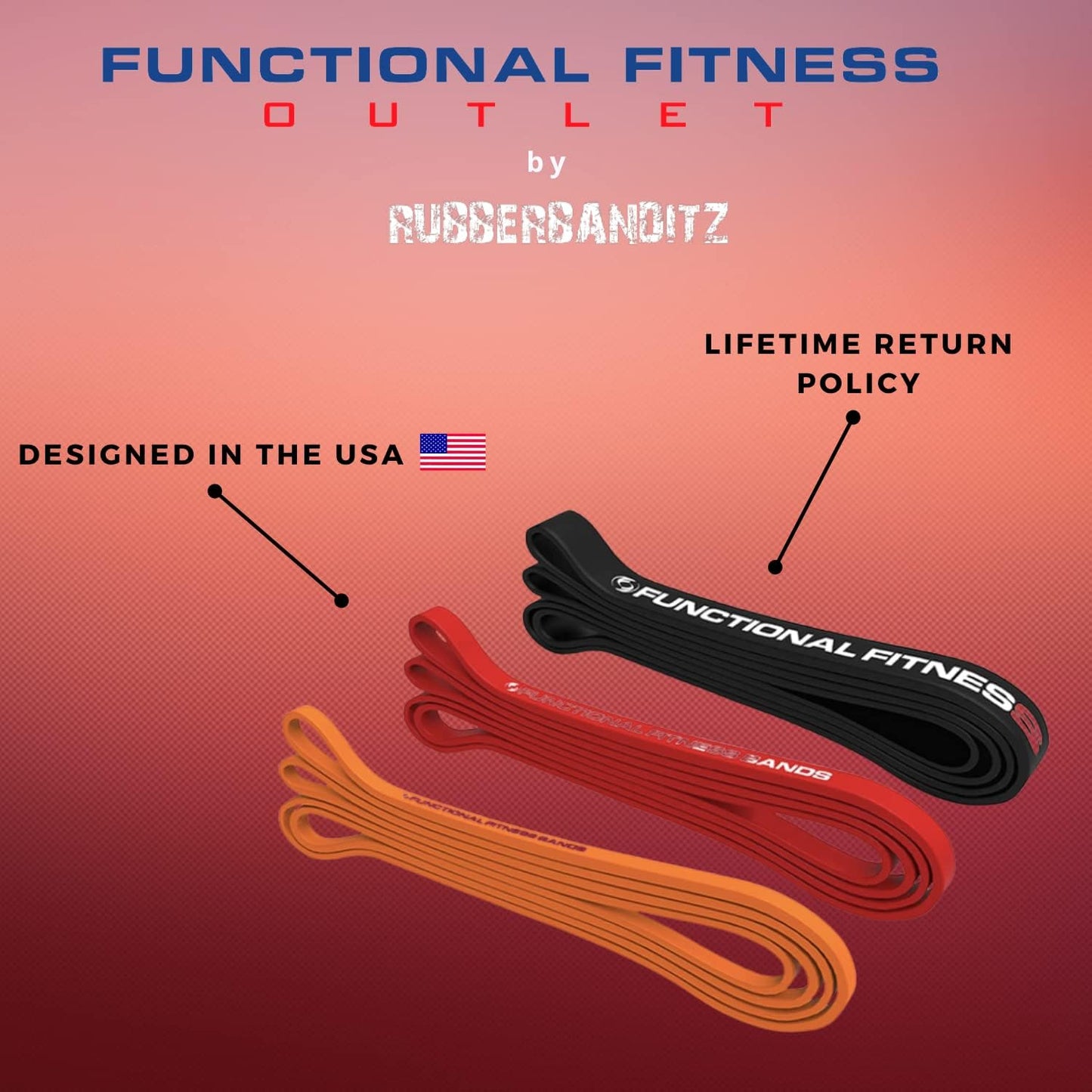 Pull Up Assist Bands Set by Functional Fitness. Heavy Duty Resistance and Assistance Training Band