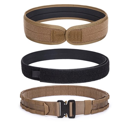 ULIONTAC 3 Layer Tactical Belt 1.75 inch - Quick Release Padded Molle System for Men 1000D Nylon Webbing Alloy Buckle Utility (CB,M)