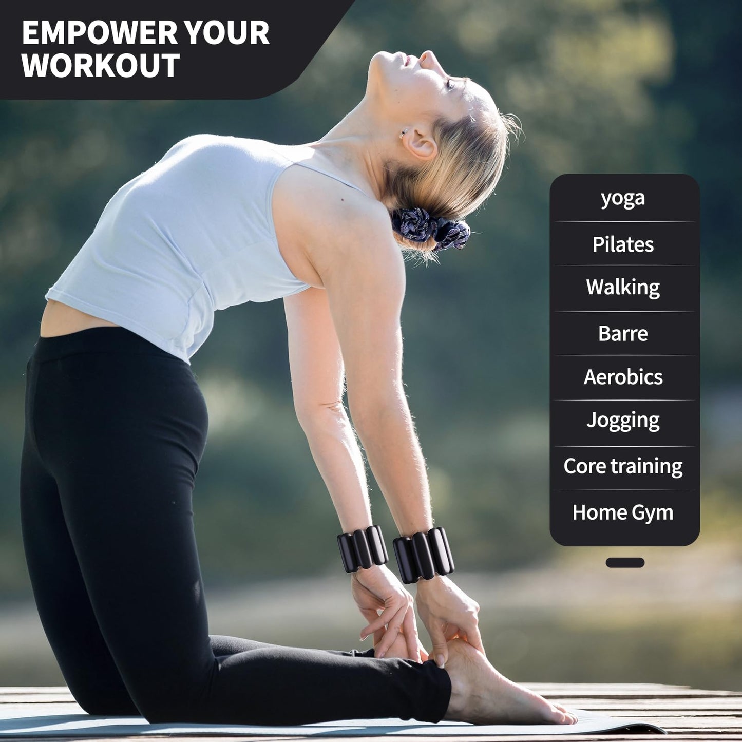 Ankle weights for women wrist weight: Adjustable ankle & wrist weights 2lbs(1lb each) for Pilates & Yoga exercise - Hand & Leg weights for women at home (Black, small)