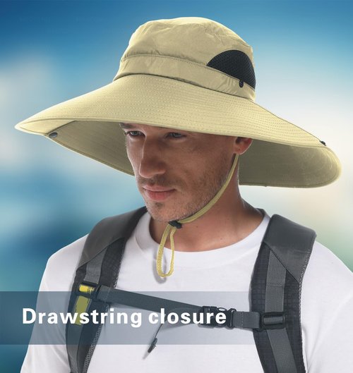 MKOFONU for Men & Women Ultra Wide Brim hat UPF50+ Waterproof Sun hat Suitable for Fishing Hiking Camping & etc (A4-Khaki)